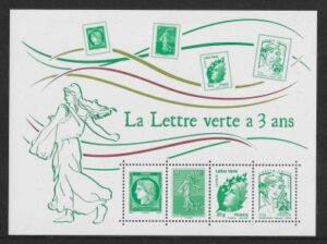 2014 France MS5679 Third Anniv of La Lettre Verte - The green Letter Mini Sheet U/M (MNH)