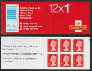 MB12aa   6 x 1st vermilion. containing sg U3024 (code MSIL  M14L) 08 tel. no.Walsall .