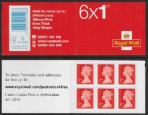 MB12b   6 x 1st vermilion. containing sg U3024 (code MSIL  M14L) 03 new tel. no.Walsall .