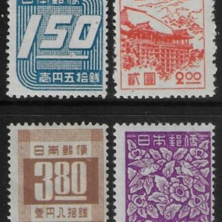 1948 Japan SG.467-70  designs 'without chrysanthemums' set 4 values Mounted mint.