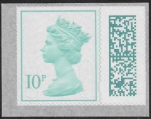 V4845 10p pale green 2B M22L MPIL SBP T4 ex DY45 (Tutankhamun) ISP U/M (MNH)