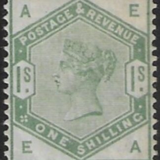 SG.196 1/- dull green Letters 'EA' fine mounted mint