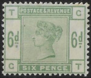 SG.194 6d dull green letters 'GT'
