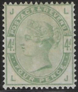 4d dull green SG.192 letters 'LJ'