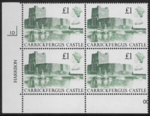 UK1 (SG.1410) £1 cylinder Block of 4 cylinder 1D Harrison U/M (MNH)