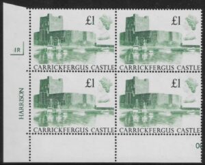 UK1 (SG.1410) £1 cylinder Block of 4 cylinder 1R Harrison U/M (MNH)