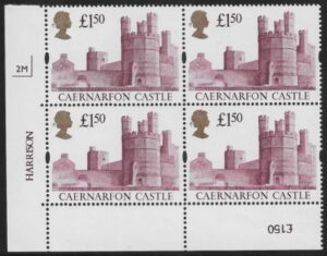 UK7 (SG.1612) £1.50  cylinder Block of 4 cylinder 2M Harrison U/M (MNH)