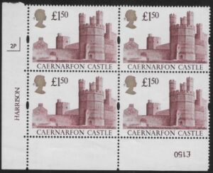 UK7 (SG.1612) £1.50  cylinder Block of 4 cylinder 2P Harrison U/M (MNH)