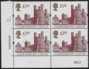UK8 (SG.1612) £1.50  cylinder Block of 4 cylinder 4F  Harrison U/M (MNH)