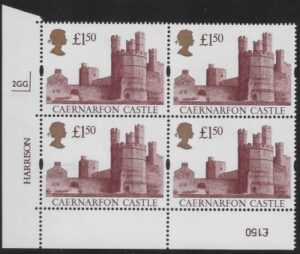 UK8 (SG.1612) £1.50  cylinder Block of 4 cylinder 2GG  Harrison U/M (MNH)