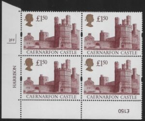 UK8 (SG.1612) £1.50  cylinder Block of 4 cylinder 2FF  Harrison U/M (MNH)