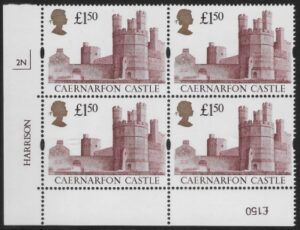 UK7 (SG.1612) £1.50  cylinder Block of 4 cylinder 2N  Harrison U/M (MNH)