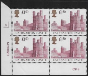 UK7 (SG.1612) £1.50  cylinder Block of 4 cylinder 2I  Harrison U/M (MNH)
