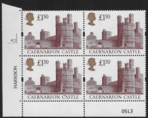 UK9 (SG.1612) £1.50  cylinder Block of 4 cylinder 4O  Harrison U/M (MNH)