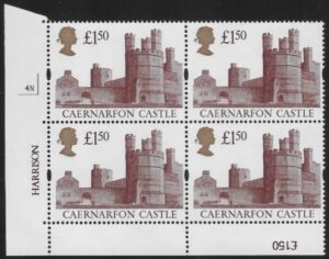UK9 (SG.1612) £1.50  cylinder Block of 4 cylinder 4N  Harrison U/M (MNH)