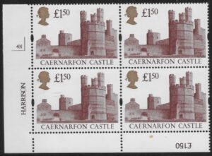 UK9 (SG.1612) £1.50  cylinder Block of 4 cylinder 4N  Harrison U/M (MNH)