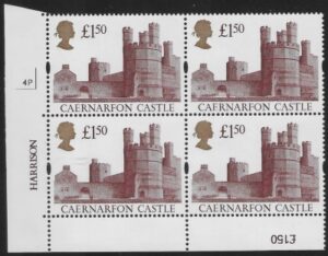 UK9 (SG.1612) £1.50  cylinder Block of 4 cylinder 4P  Harrison U/M (MNH)