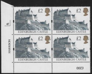 UK12 (SG.1613r) Re-Engraved £2  cylinder Block of 4 cylinder 4F PVA Harrison  U/M (MNH)