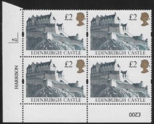 UK12 (SG.1613r) Re-Engraved £2  cylinder Block of 4 cylinder 4G PVA Harrison  U/M (MNH)