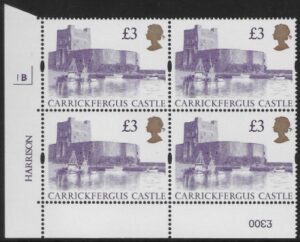 UK13 (SG.1613a) £3  cylinder Block of 4 cylinder 1B Harrison  U/M (MNH)