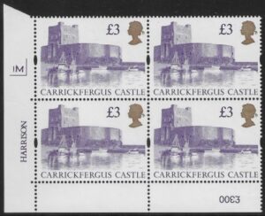 UK13 (SG.1613a) £3  cylinder Block of 4 cylinder 1M Harrison  U/M (MNH)
