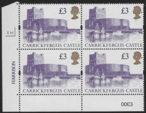 UK13 (SG.1613a) £3  cylinder Block of 4 cylinder 1H Harrison  U/M (MNH)