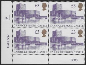 UK13 (SG.1613a) £3  cylinder Block of 4 cylinder 1A Harrison  U/M (MNH)