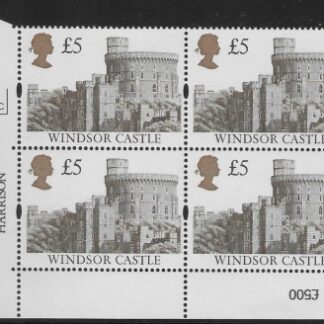 UK16 (SG.1614) £5  cylinder Block of 4 cylinder 7C Harrison  U/M (MNH)