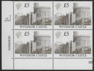 UK4 (SG.1413) £5  cylinder Block of 4 cylinder 1C Harrison  U/M (MNH)