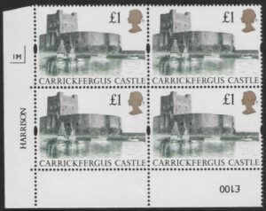 UK5 (SG.1611) £1  cylinder Block of 4 cylinder 1M Harrison  U/M (MNH)
