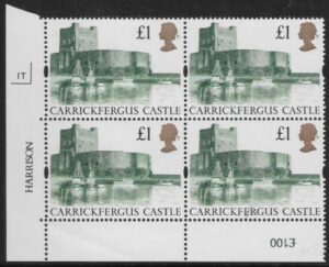 UK5 (SG.1611) £1  cylinder Block of 4 cylinder 1T Harrison  U/M (MNH)