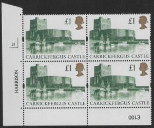 UK6 (SG.1611r) Re-Engraved £1  cylinder Block of 4 cylinder 3I Harrison  U/M (MNH)