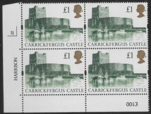 UK6 (SG.1611r) Re-Engraved £1  cylinder Block of 4 cylinder 3J Harrison  U/M (MNH)