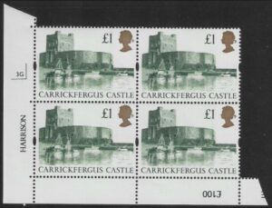UK6 (SG.1611r) Re-Engraved £1  cylinder Block of 4 cylinder 3G Harrison  U/M (MNH)