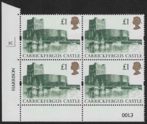 UK6 (SG.1611r) Re-Engraved £1  cylinder Block of 4 cylinder 3C Harrison  U/M (MNH)