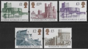 1992 Castles SG.1611-1614 set 5 values Harrison U/M (MNH)