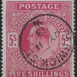 1902 Great Britain SG.263  5/- bright carmine CDS used