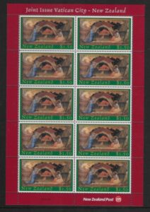 2002  New Zealand - SG.2549 New Zealand - Vatican $1.50 Joint Issue Sheetlet of 10   U/M (MNH)