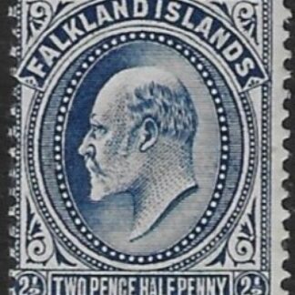 1911 Falkland Islands.  SG.46b  2½d deep blue.  lightly M/M