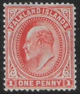 1904 Falkland Islands. SG.44 1d vermilion. U/M (MNH)