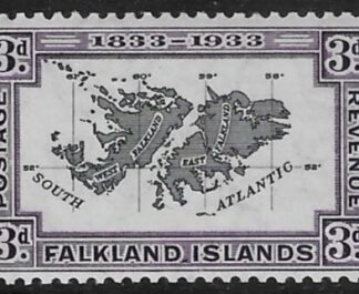 1933 Falkland Islands.  SG.131  3d black & violet. mounted mint.