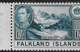 1948 Falkland Islands.  SG.158c 1/- deep dull blue. U/M (MNH)