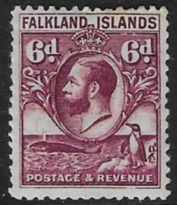 1936 Falkland Islands SG.121a 6d reddish purple. Mounted Mint