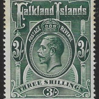 1912 Falkland Islands - SG.66 3/-  slate-green  mounted mint.