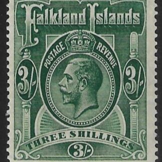 1923 Falkland Islands - SG.80 3/-  slate-green. wmk script. very lightly mounted mint.