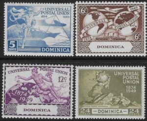 1949 Dominica SG.114-7  Universal Postal Union set 4 values U/M (MNH)