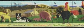 2004 New Zealand  SG.2757a Farmyard Animals strip of 5 U/M (MNH)