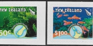 2008 New Zealand SG.3018-9 Underwater Reefs set 2 values self adh. ex booklet U/M (MNH)