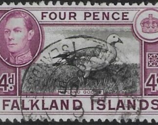 1938  Falkland Islands. SG.154  4d black and purple.  fine used.