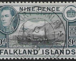 1938  Falkland Islands. SG.157 9d.  black & grey-blue  fine used.